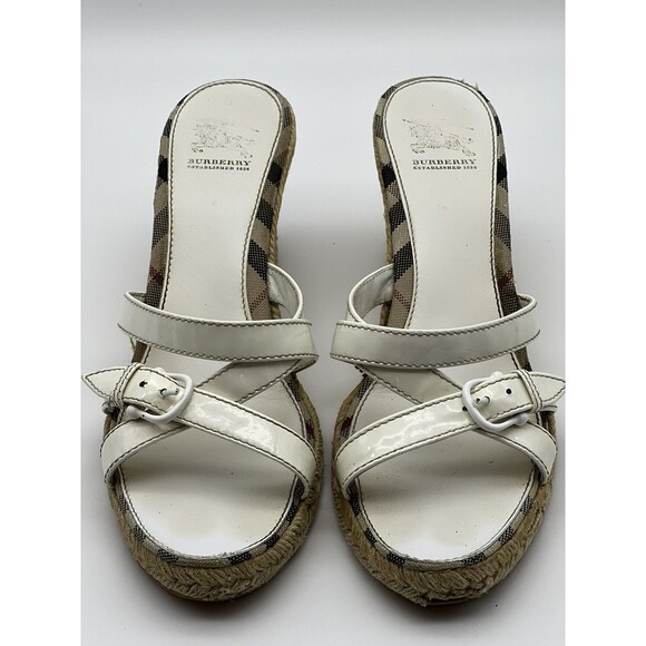 Burberry London White Patent Leather Wedge Espadrille Sandals 40 (9 US) 3207635 - Picture 2 of 16